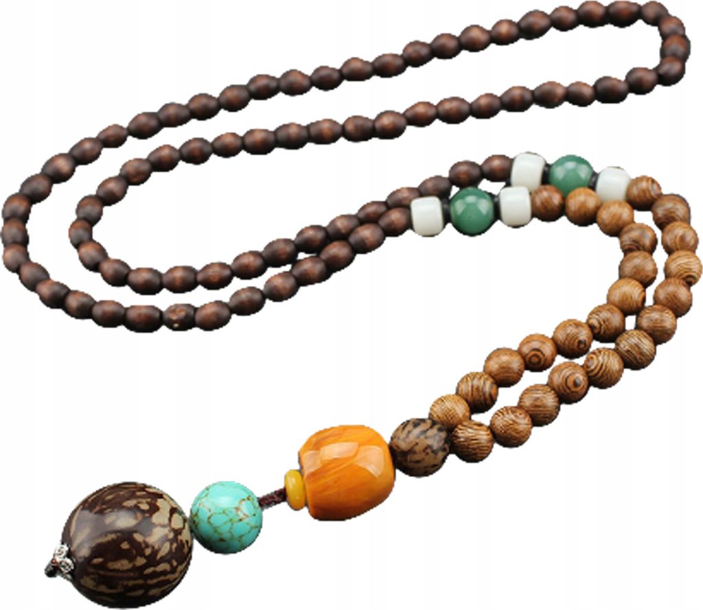 NEPAL BUDDHA MALA Tibetische Holzkette Handgemachtes Produktbild 