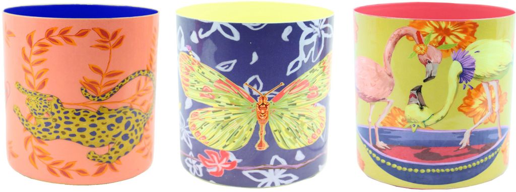 FURNARO Übertöpfe Asian fauna - 3er-Set Metall-Blumentöpfe mit Tiermotiven Ø13 cm