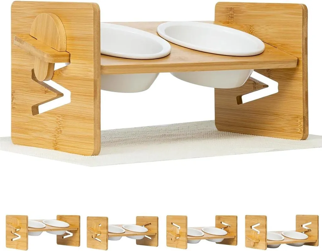 Ciotola Gatto Ceramica Rialzata 15° Antiscivolo - Set Pappa Ergonomico