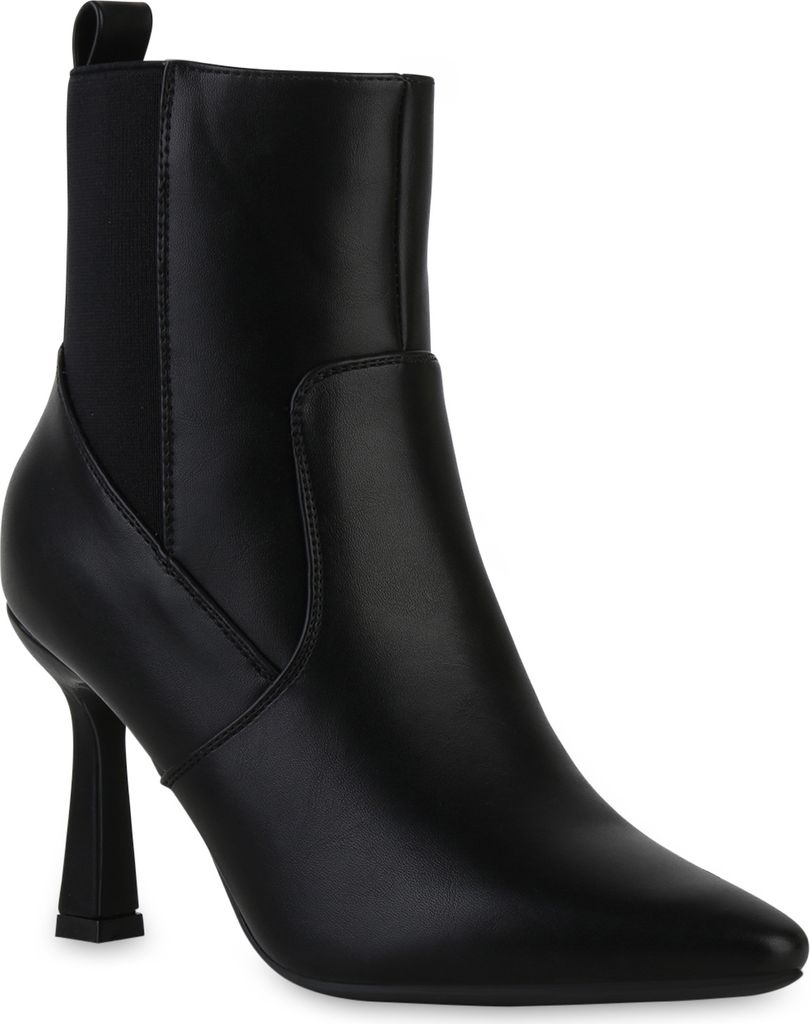 VAN HILL Damen Leicht Gefütterte Klassische Stiefeletten Spitz Schuhe 840750, Farbe: Schwarz, Größe: 37