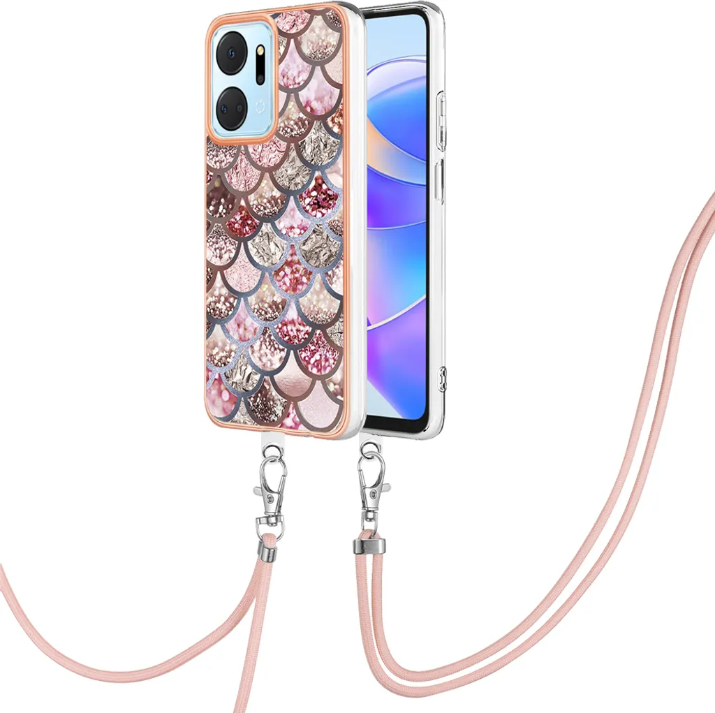 Custodia Protettiva Honor X7a: TPU Morbido con Laccio Caffè