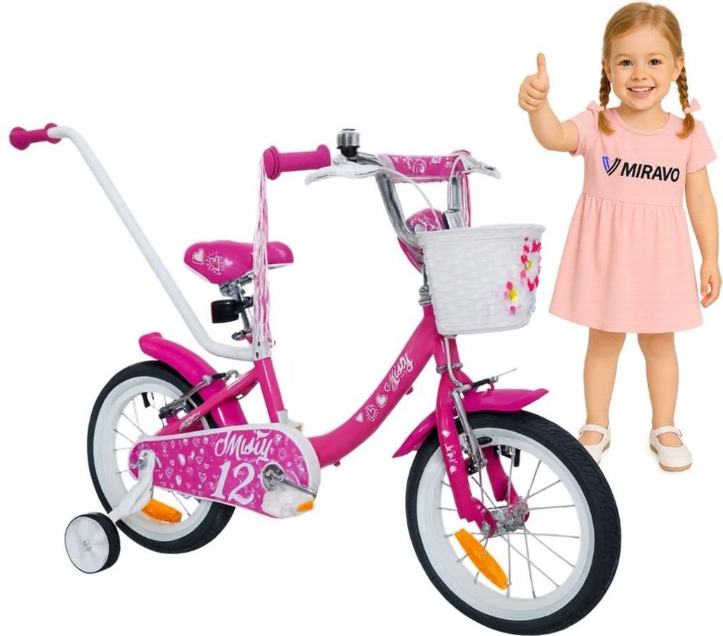 Kinderfahrrad - 12 Zoll - Rosa - für 2-4 Jahre - mit V-Brake Bremsen- Jugendfahrrad - für Mädchen