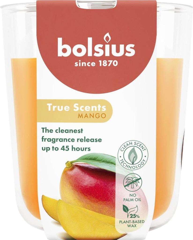 Bolsius Duftkerze True Scents Mango 9 cm im Glas