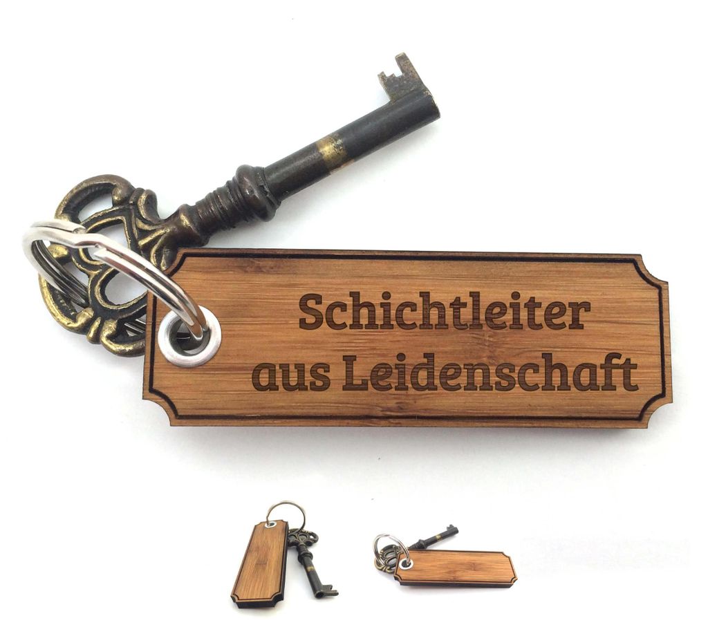 Mr. & Mrs. Panda Schlüssel Anhänger Schichtleiter - Bambus - Geschenk, Glücksbringer, Taschenanhänger, Gravur, Geschenke, schutzengel, Schlüss...