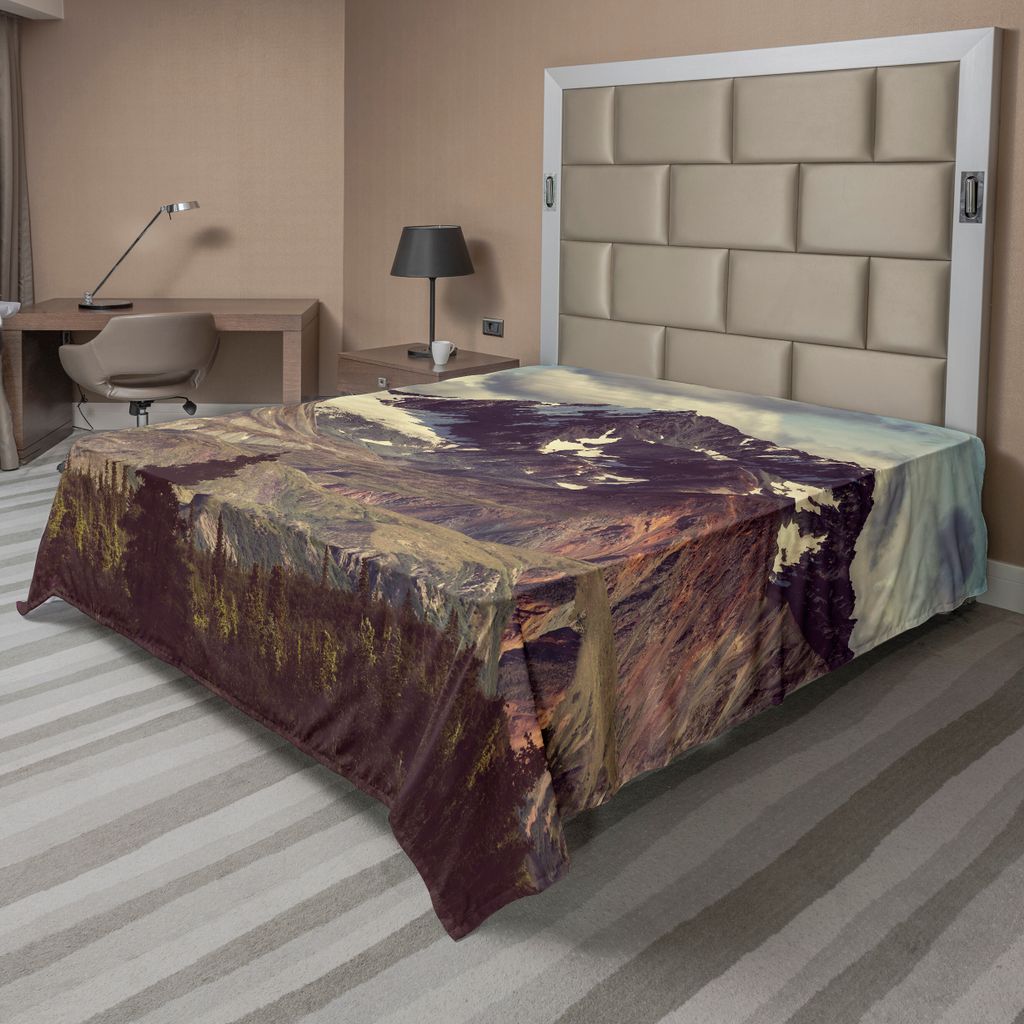 ABAKUHAUS Alaska Mountains Bettlaken, Arktische Landschaft, die Alaska Mountains Scenery in USA Wildnis Druck, weiches bequemes oberes Bettlaken f...