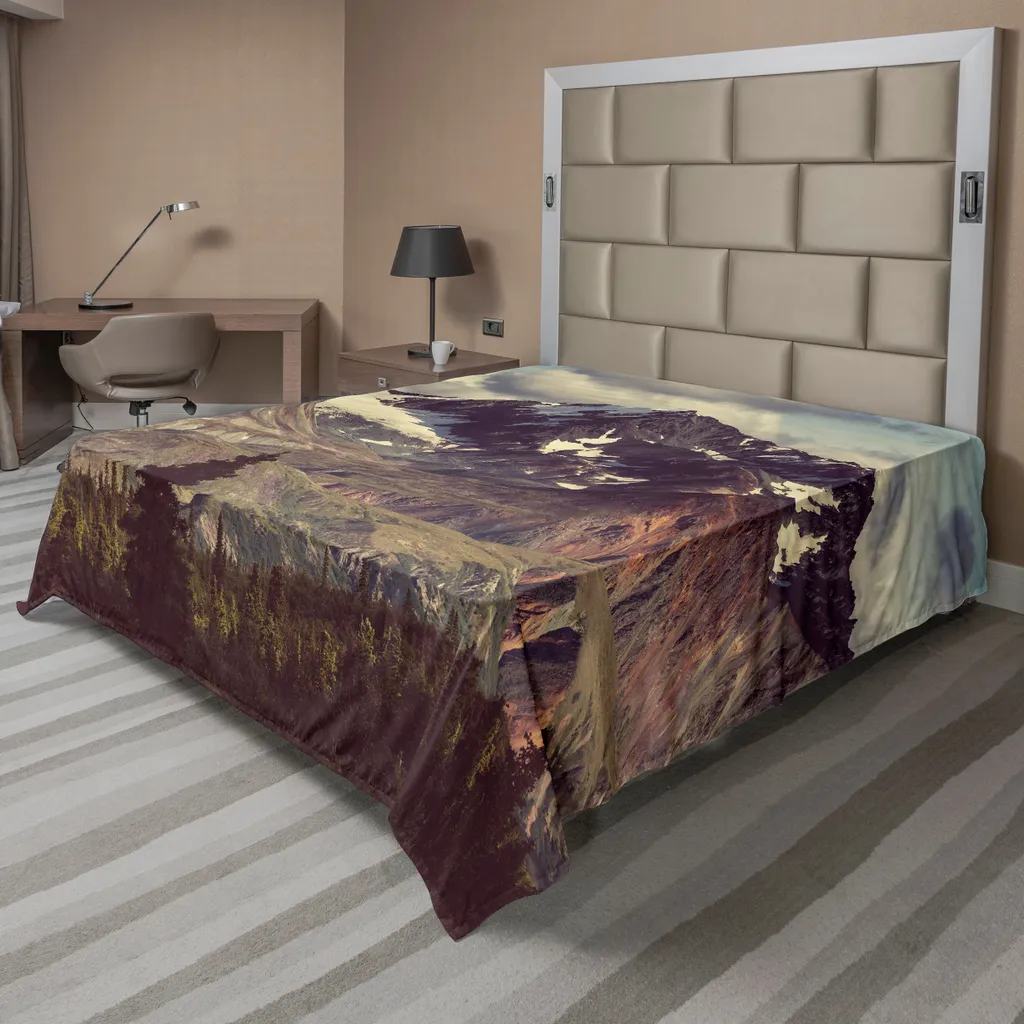 ABAKUHAUS Alaska Mountains Drap de Lit 266x260 cm, Paysage Arctique