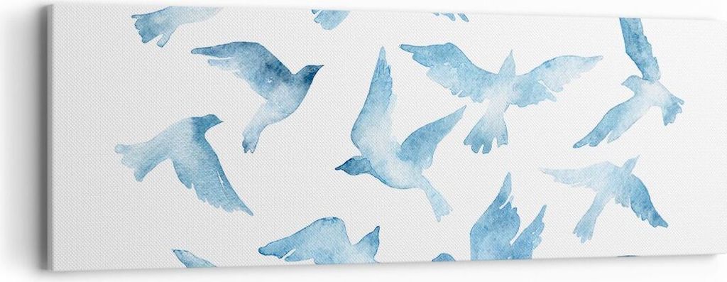 Bild auf Leinwand - Leinwandbild - Vögel digital Wolke Taube - 90x30cm - Wand Bild - Wanddeko - Leinwanddruck - Bilder - Kunstdruck - Wanddekorati...