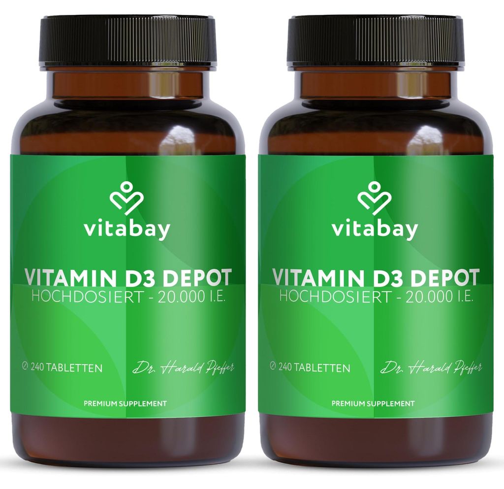 Vitabay Vitamin D3 Depot 20.000 I.E. - 480 Vegane Tabletten Produktbild 