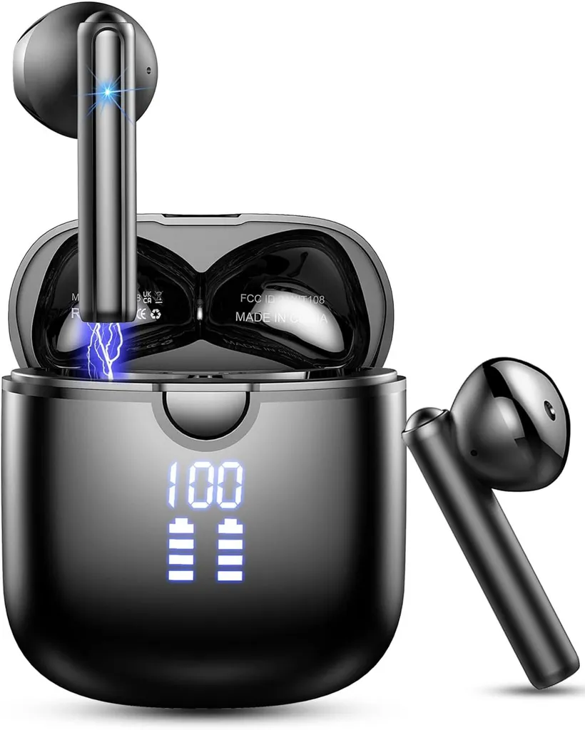 In-Ear-Kopfhörer mit 4 ENC Noise Cancelling Mic,Kopfhörer 40Std Spielzeit HiFi Stereo, USB-C kabellose Kopfhörer IP7 Wasserdicht für Arbeit & Studium