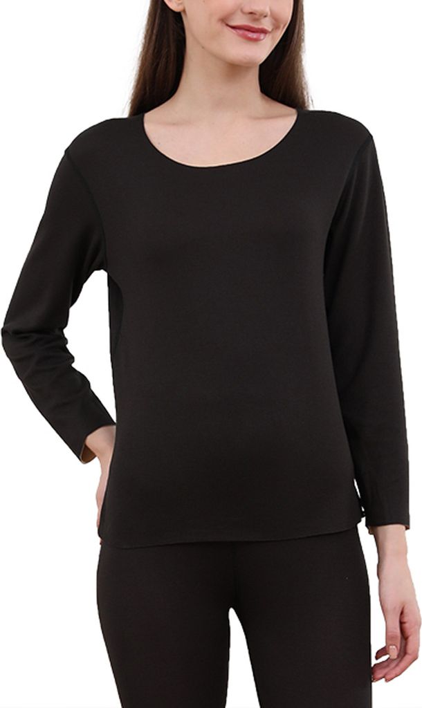 ASKSA Damen Langärmliges Thermounterwäsche Thermo Oberteil Superelastisch Funktionsunterwäsche Sets, Schwarz, 3XL