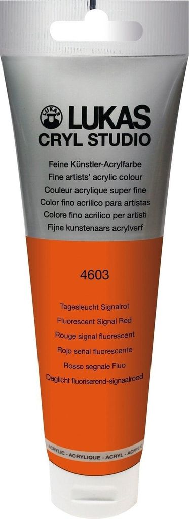 Lukas Cryl Studio Plastic Tube Acrylfarbe Fluorescent Signal Red 125 ml 1 stk
