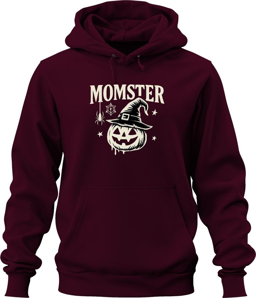 Momster Mama Halloween Kürbis Hexenhut Spinne Geschenk lustig Uni Hoodie Kapuzenpullover, Burgundy, XXL
