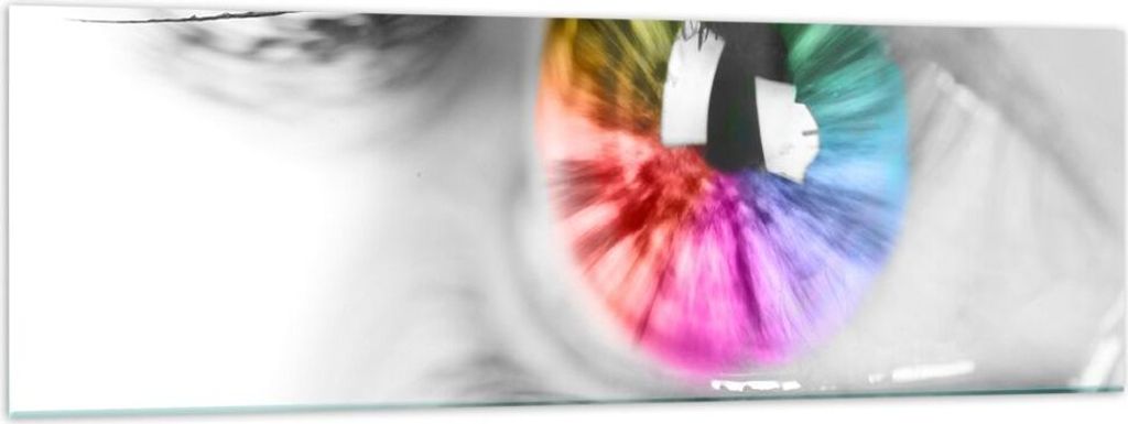 Bilder auf glas - Auge Regenbogen Wimper Grafik - 160x50cm - Glasbilder - Wandbilder - Kunstdruck - zum Aufhängen bereit - Wanddekoration aus Glas...