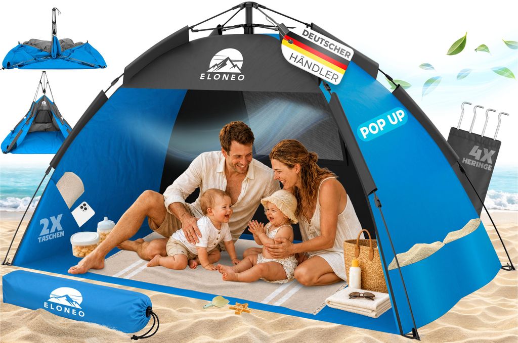 ELONEO Pop-Up Strandmuschel mit UV-Schutz 80+, leichter Produktbild 