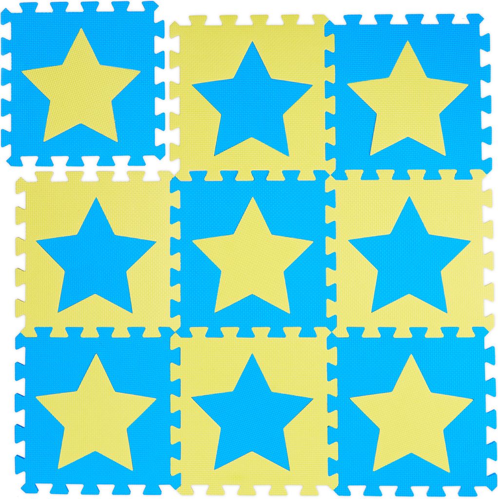 Relaxdays Puzzlematte Sterne, 9 Stück, 18 Teile, EVA Produktbild 