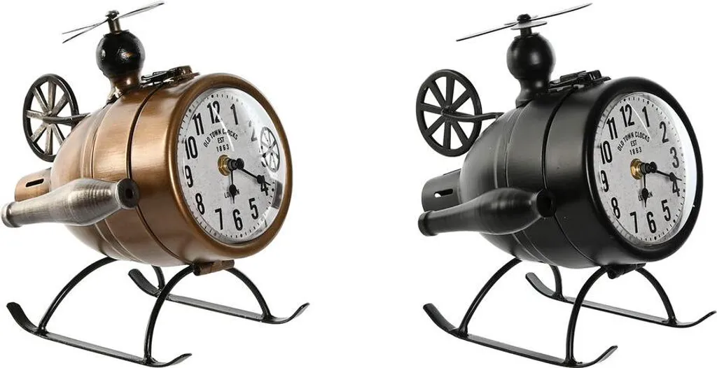 Horloge Home ESPRIT en métal et PVC noir doré style industriel - Lot de 2