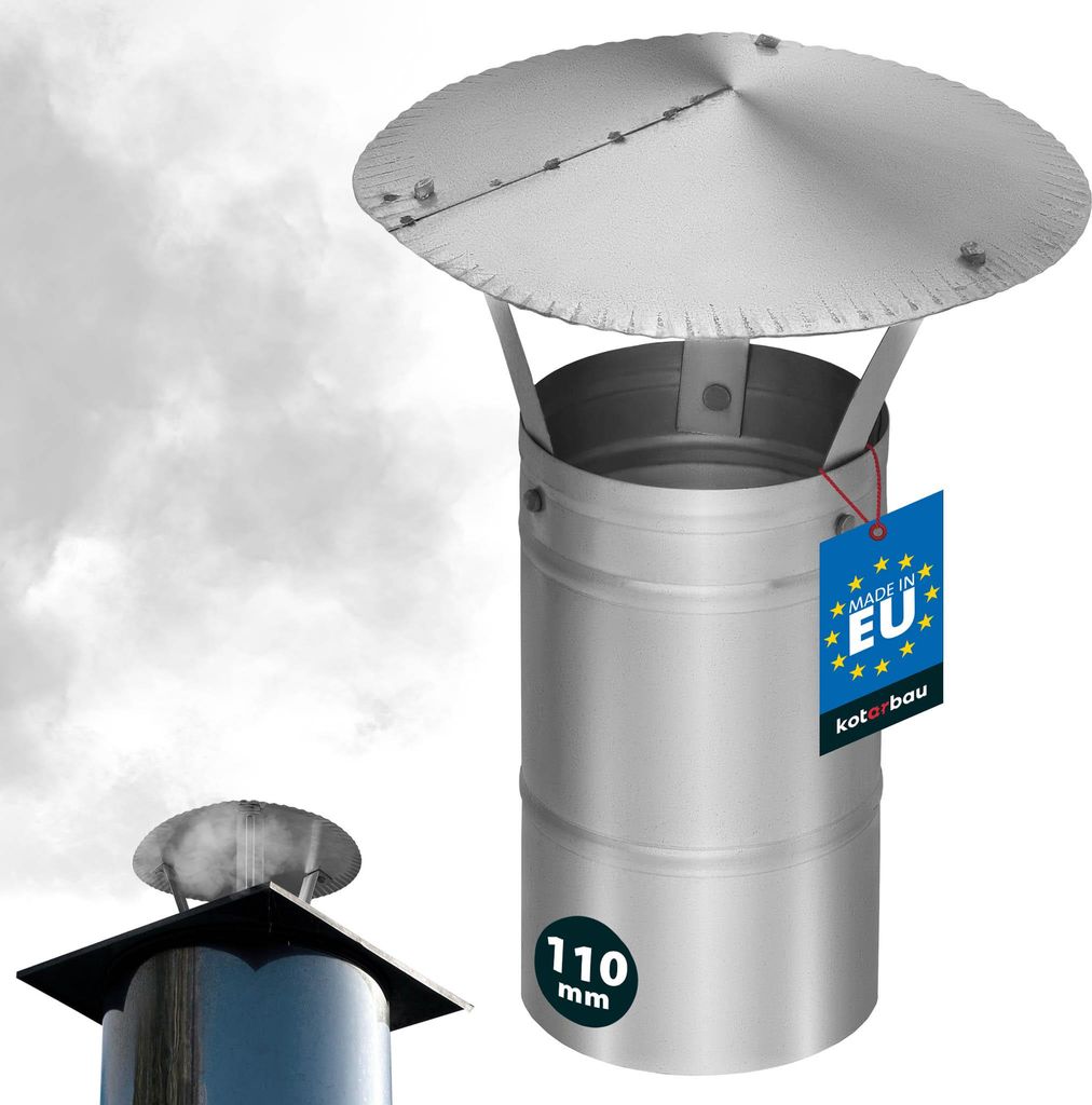KOTARBAU Schornsteinabdeckung Edelstahl ø 110 mm Kaminhaube Schornstein Regenhaube Kaminabdeckung Schornsteinhaube Kaminaufsatz Rostfrei Edelsta...