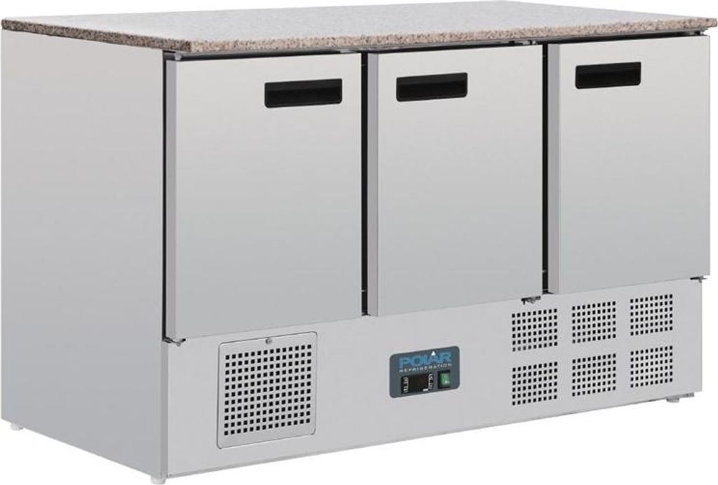 Polar Thekenkühltisch Mit Marmorarbeitsfläche 3Türig 368Ltr Produktbild 