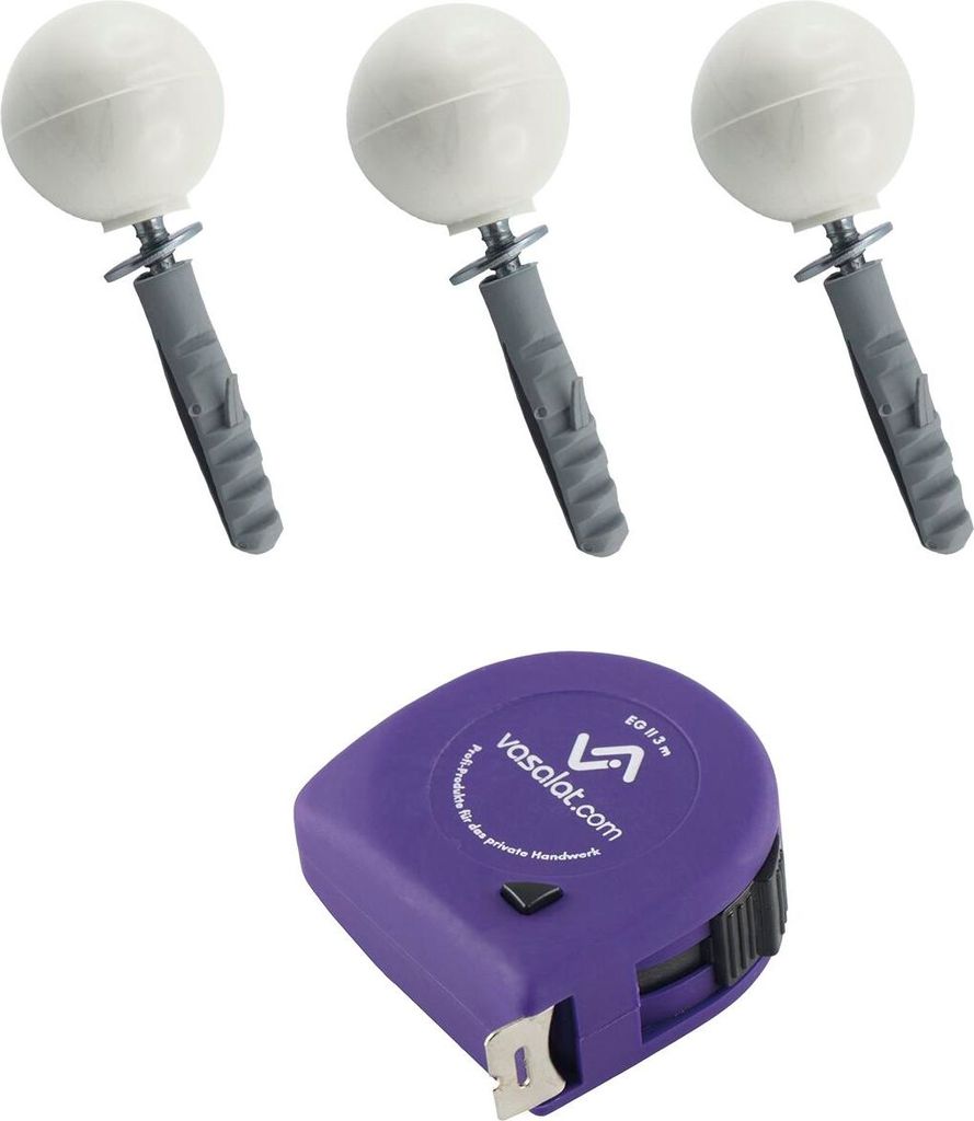 vasalat Türstopper Boden & Wand 2in1 zum Schrauben ø 35mm, Höhe 31mm + Montagezubehör, Kunststoff weiß - 3 Stück