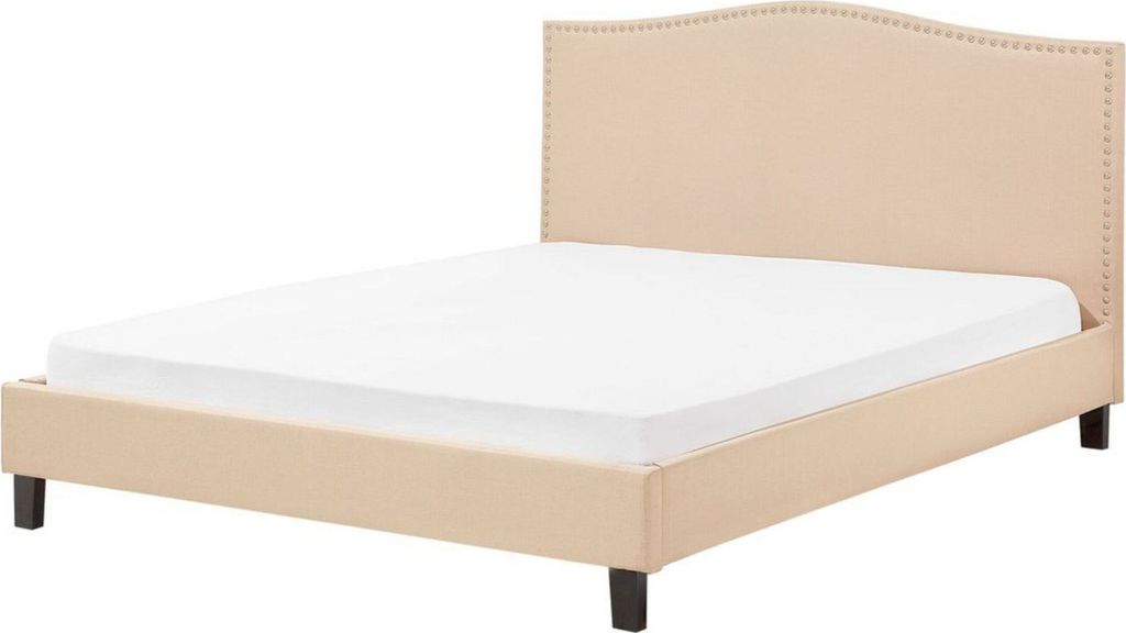 BELIANI Polsterbett Leinenoptik Beige Lattenrost 180 x 200 cm Elegant