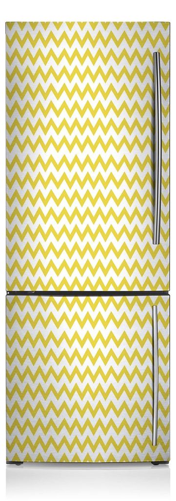 Kühlschrank Aufkleber Kühlschrankmagnete Dekoration Kühlschrankfolie 60x180 cm - Gelbe Zickzacks.