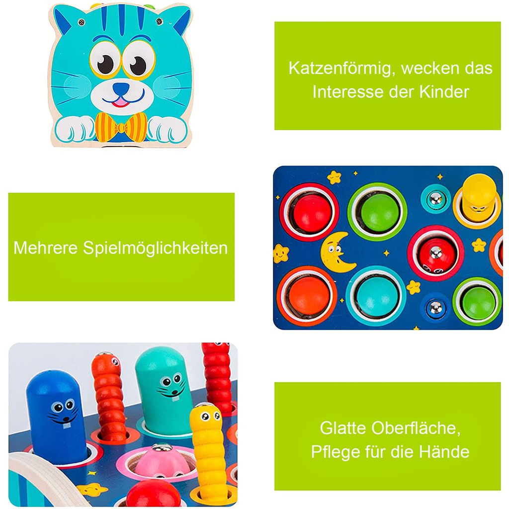 BeebeeRun Lernspielzeug 3 in 1 Xylophon und Hammerspiel Spielzeug, Holz  Musikspielzeug, Montessori Pädagogisches Spielzeug für Kinder,  Weihnachtsgeschenk