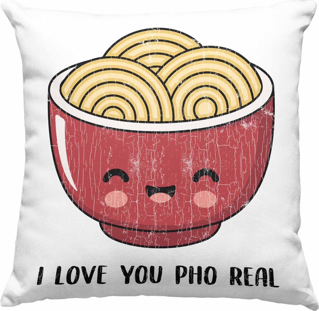 Trendation - Deko-Kissen mit Füllung 40x40 I love You Pho Real Liebe Valentinstag Geschenk für Sie Ihn Wortspiel Geschenkidee Spruch Beste Freund...