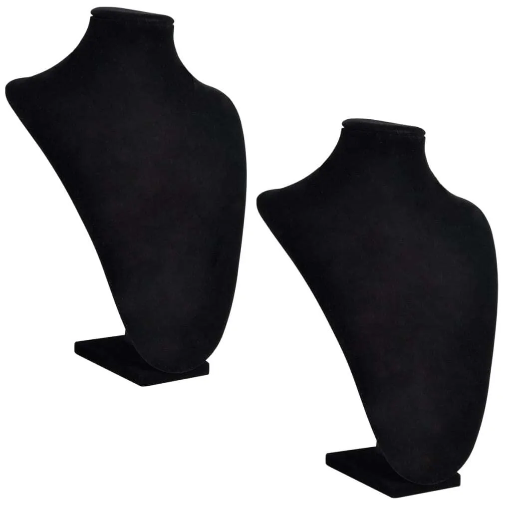 vidaXL Buste à bijoux flanelle noir 23x11,5x30 cm - Lot de 2 présentoirs