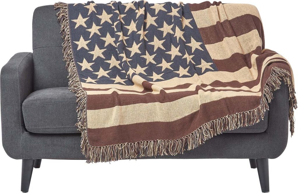 HOMESCAPES Jacquard-Decke Stars & Stripes im Vintage-Stil – Produktbild 