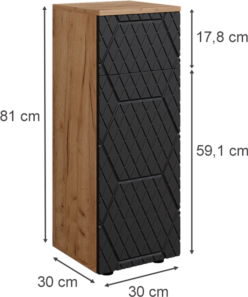 Meuble de rangement pour petite salle de bain anthracite Vicco Irma 30x81cm