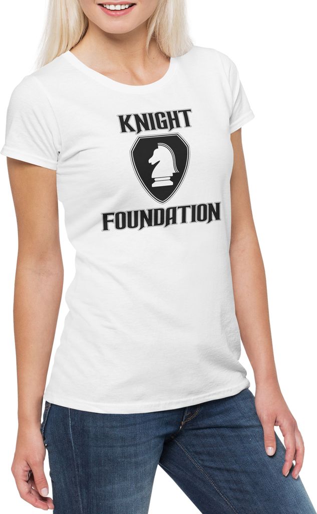 Urban Backwoods White Knight Foundation Logo, Damen T-Shirt, Farbe: Weiß, Größe: XS