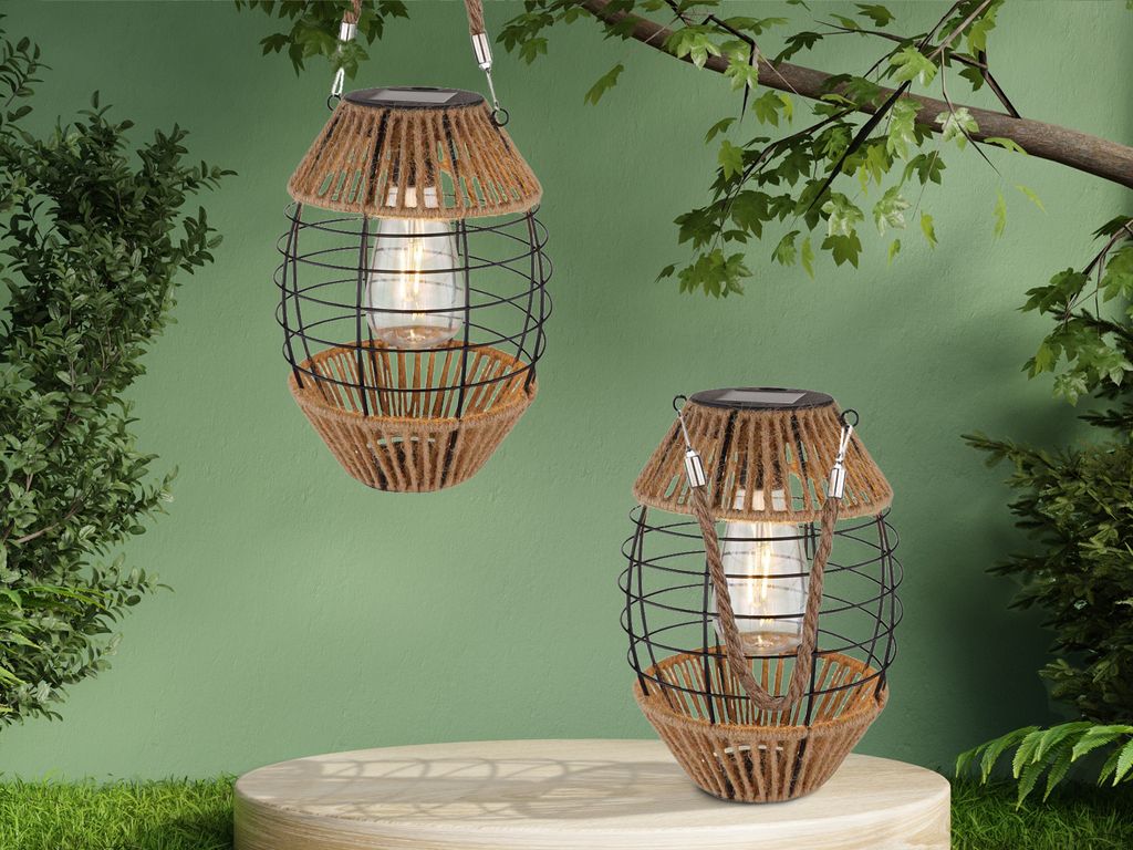 Industrial Solarleuchten Set für den Garten Balkon, Außenlaternen Bodenlaternen