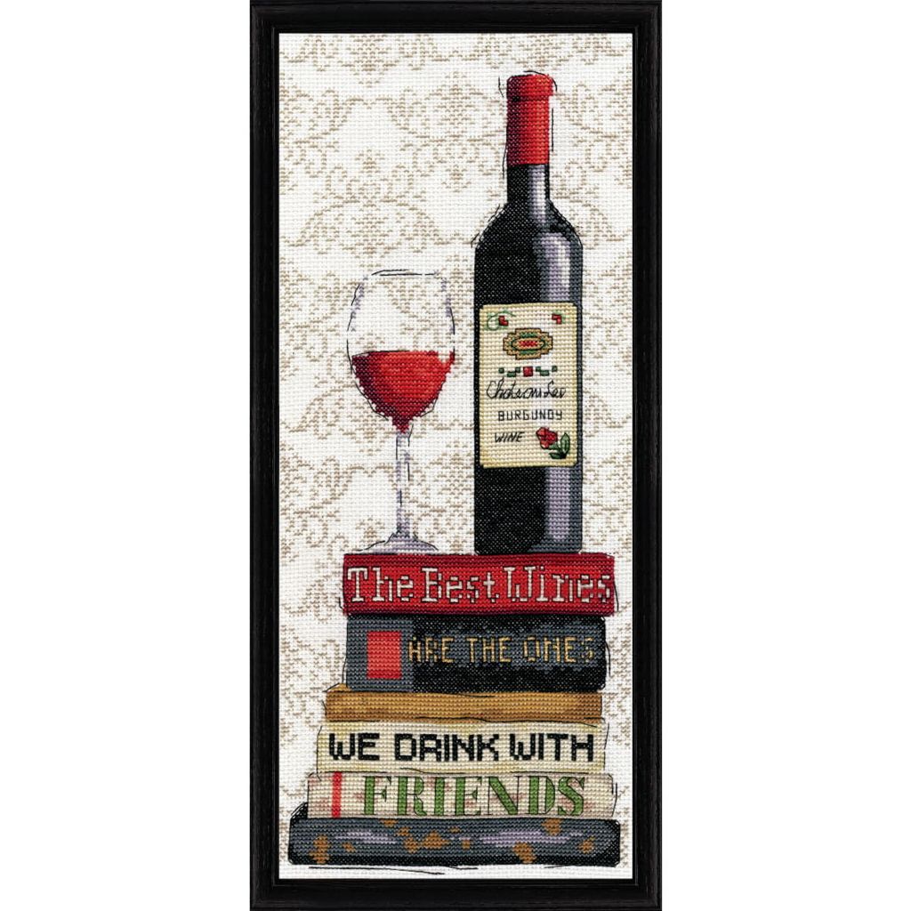 Design Works Kreuzstich Stickpackung "Rotwein", Zählmuster, 15x36cm