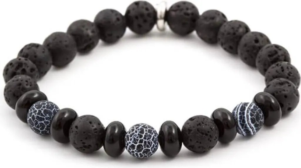 Bracciale Regalo MINK63 17cm - Eleganza Lava e Howlite Naturale