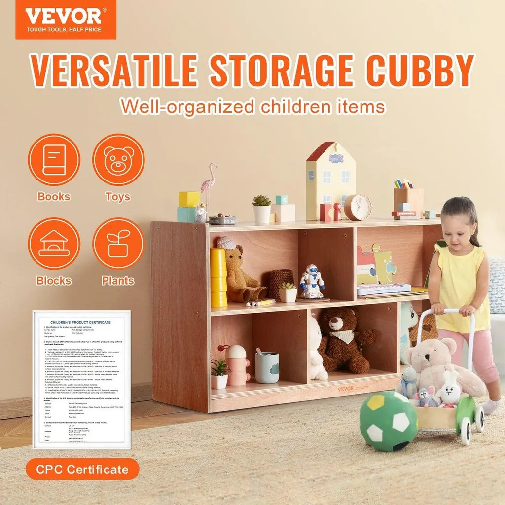 Étagère de rangement à 5 compartiments et 2 tablettes - Modèle Scolaire