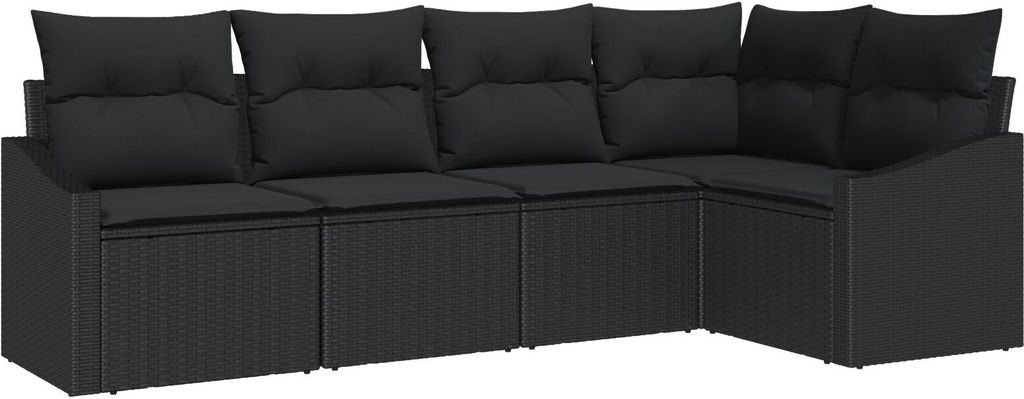 Möbel 5-teiliges Garten Sofa Set mit Kissen Schwarz Poly-Rattan - Gartensofas 3346723