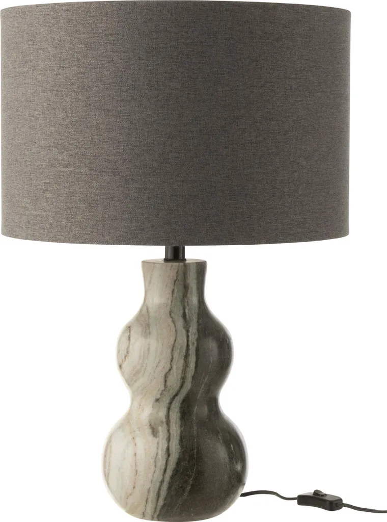 Pied de lampe J-Line stable marbre noir gris clair - Pied lourd anti-chute