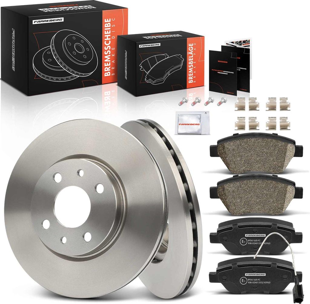 Frankberg 2x Bremsscheiben 4x Bremsbeläge Vorderachse für Alfa Romeo Mito Fiat Bravo II Fiorino MPV Idea Van Linea