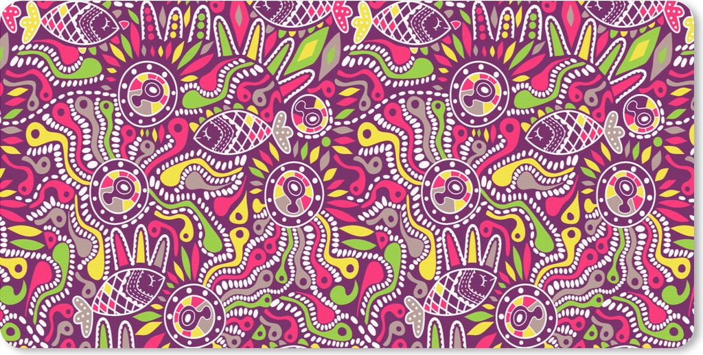 MuchoWow Mauspad Mousepad Fische - Neon - Regenbogen - Muster 60x30 cm - Mousepads - Maus Mat - Pad - Mausunterlage - Nachhaltig