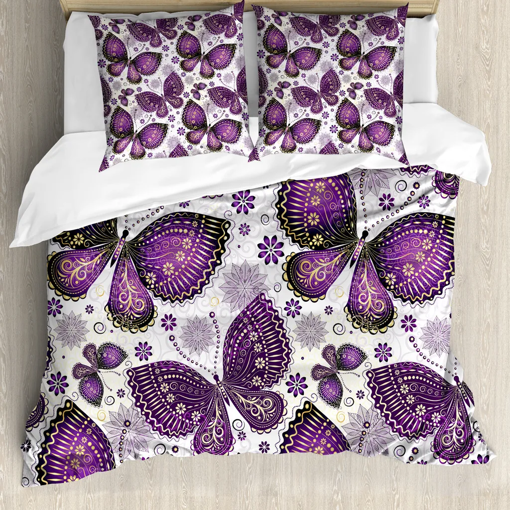 Set Copripiumino Viola Farfalla ABAKUHAUS: Morbidezza e Igiene 155x220