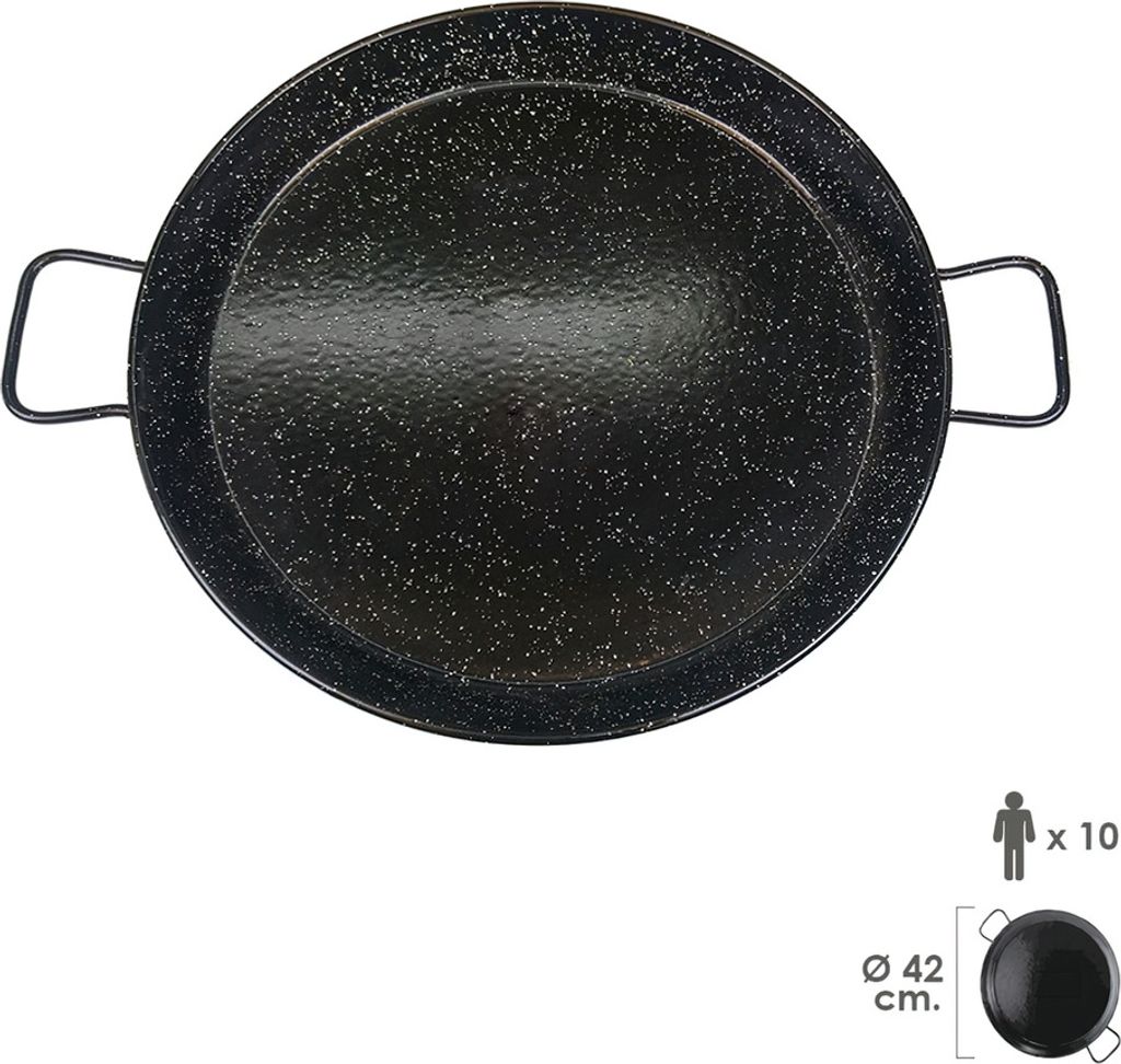 Emaillierte, valencianische Paellapfanne 10 Personen / 42 cm.