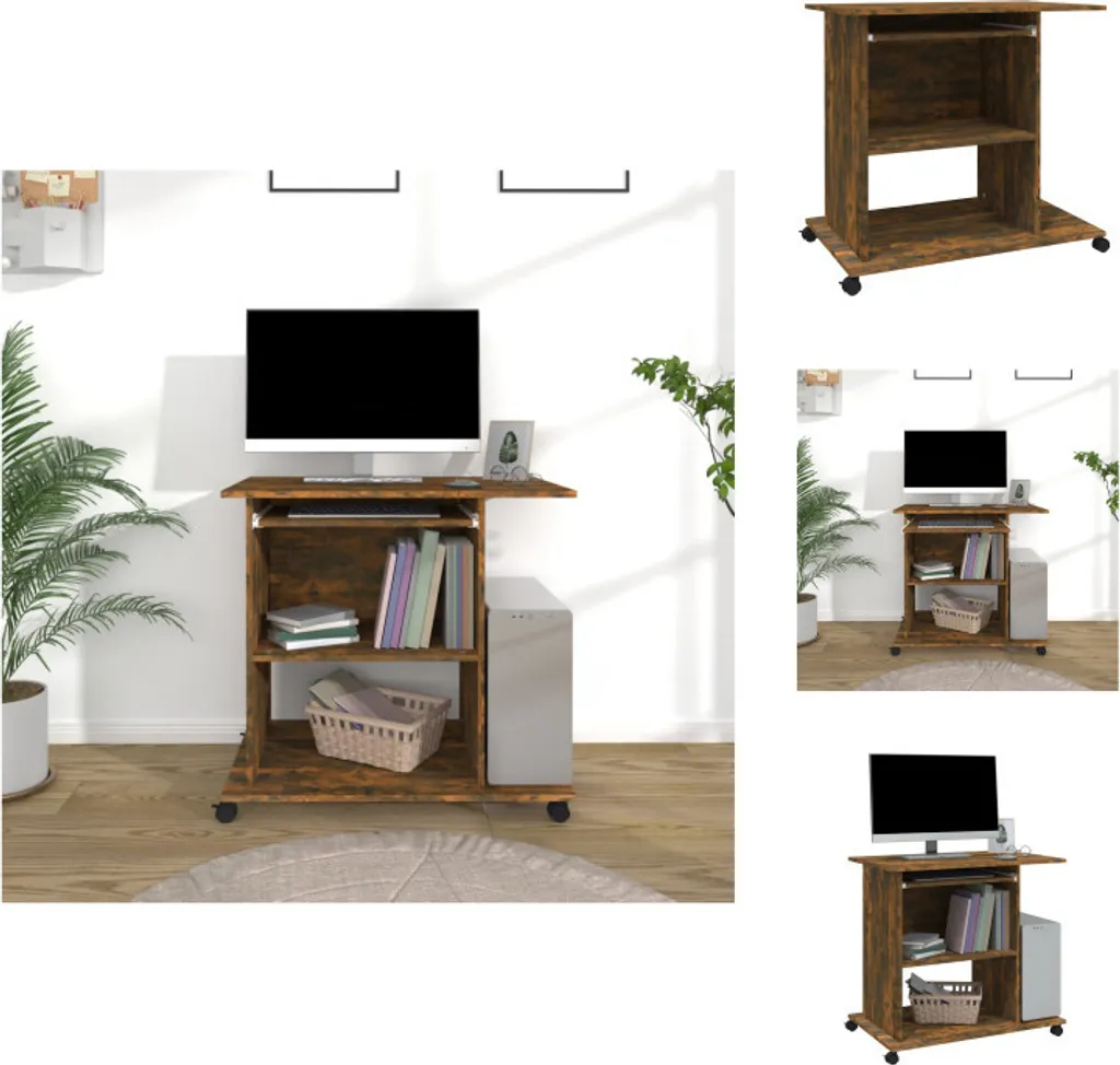 Scrivania Computer 80x50 cm vidaXL Rovere Fumé - Compatta e Robusta