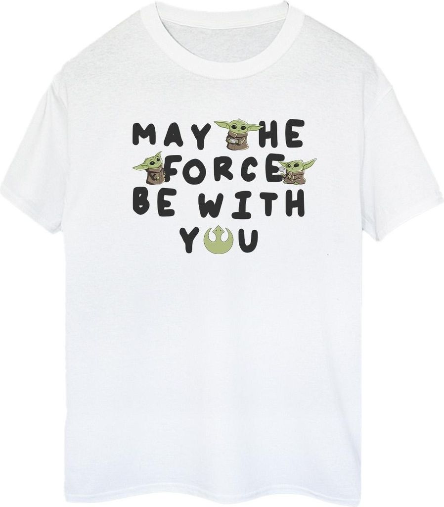 Star Wars - "The Mandalorian May The Force Be With You" T-Shirt für Damen BI46010 (S) (Weiß)