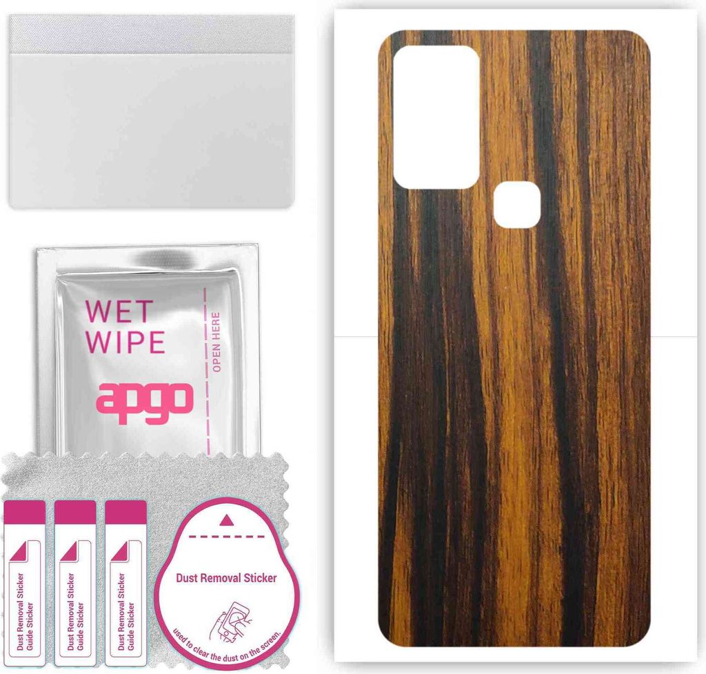apgo Rückseite Schutzfolie, Skin, kompatibel mit Infinix Hot 10s, Hinten Displayschutzfolie aus Vinylfolie, kratzfest, einfache Montage - Tigerwood