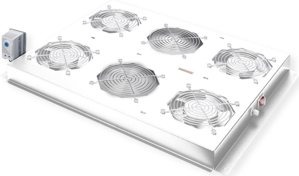 ROLINE 19-Zoll Dachlüftereinheit 4 Lüfter, Thermostat für Serverschrank grau