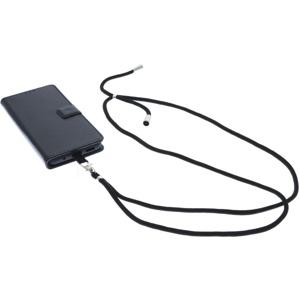 foto-kontor Umhängetasche kompatibel mit Fairphone 4 Tasche Book Style Schutz Tasche Handykette Band Hülle Umhängetasche Handyband schwarz
