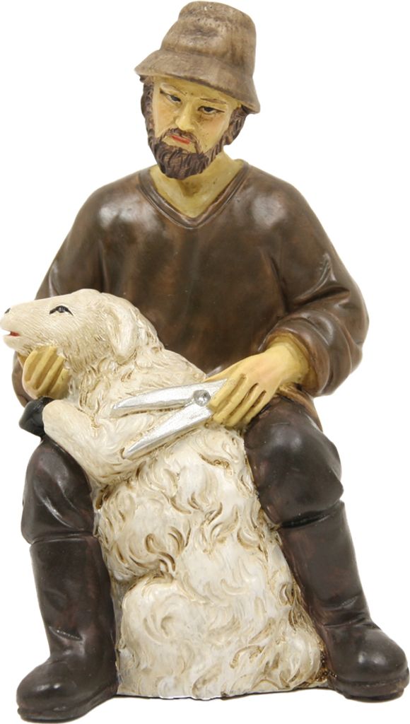 FADEDA Schafscherer / Höhe:11 cm / handbemalt / detailgetreue Krippen Figuren - Weihnachten Tisch Dekoration Krippe Zubehör