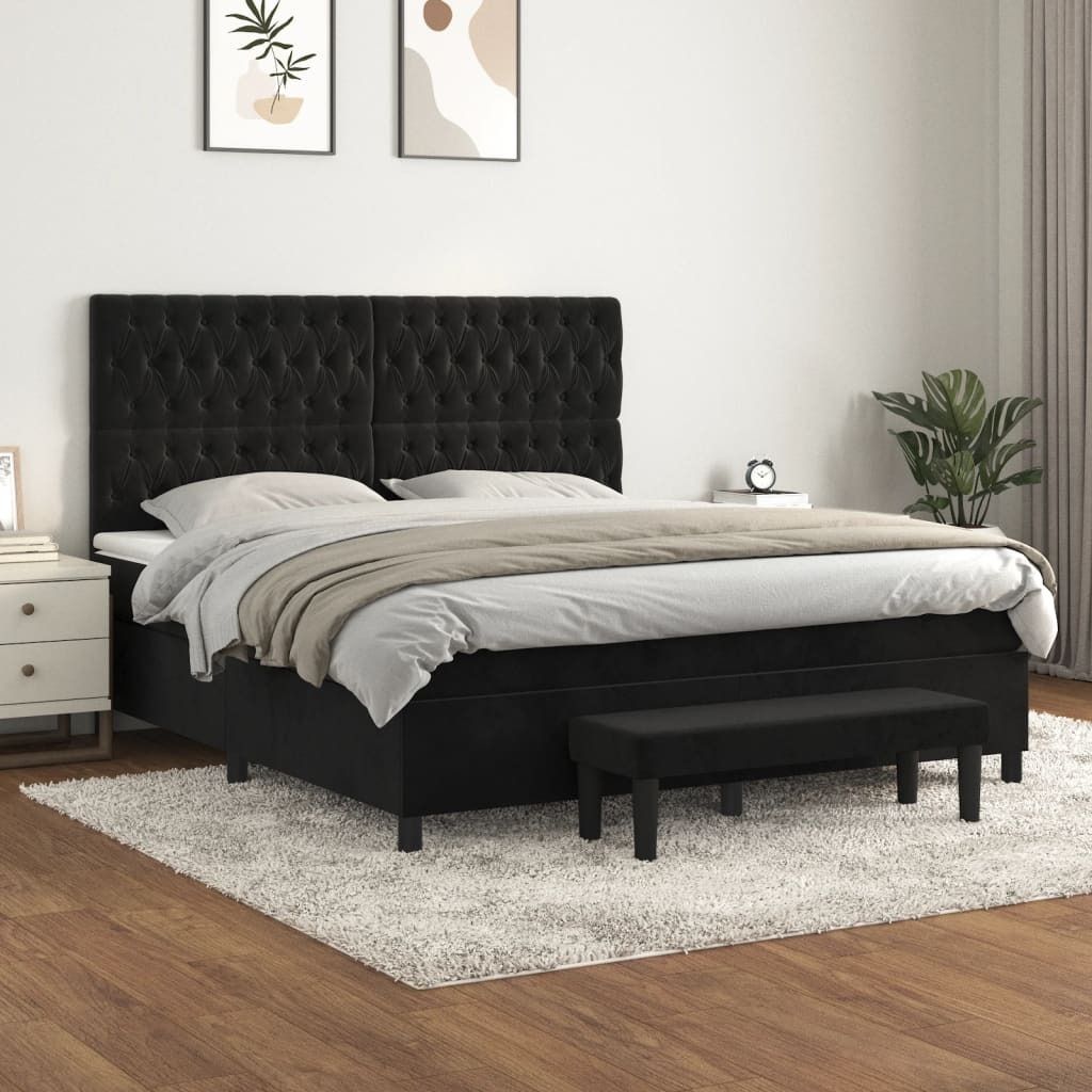 Maison Exclusive - Boxspringbett mit Matratze Schwarz 180x200 cm Samt