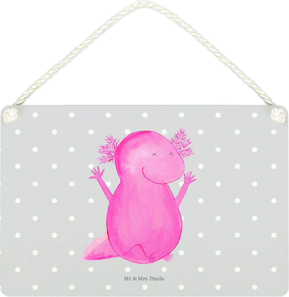 Mr. & Mrs. Panda Schild Axolotl Hurra DIN A4 - Grau Pastell Produktbild 