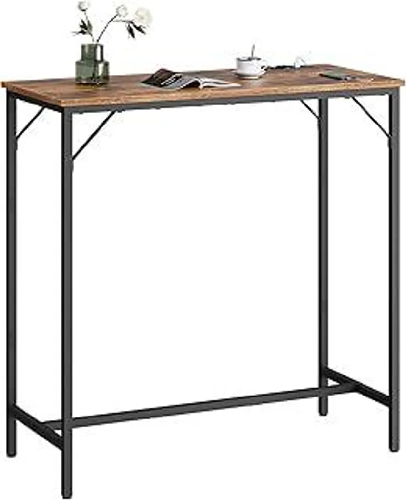 Tavolo da Bar HOOBRO con Presa USB: Mobile Alto Marrone Rustico per Cucina